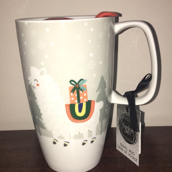 Ceramic Holiday Llama Travel Mug